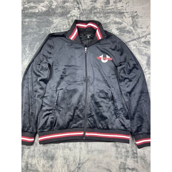 True Religion Velour Track Jacket Men’s Medium Black‎ World Tour Zip Up NWT - Picture 1 of 15